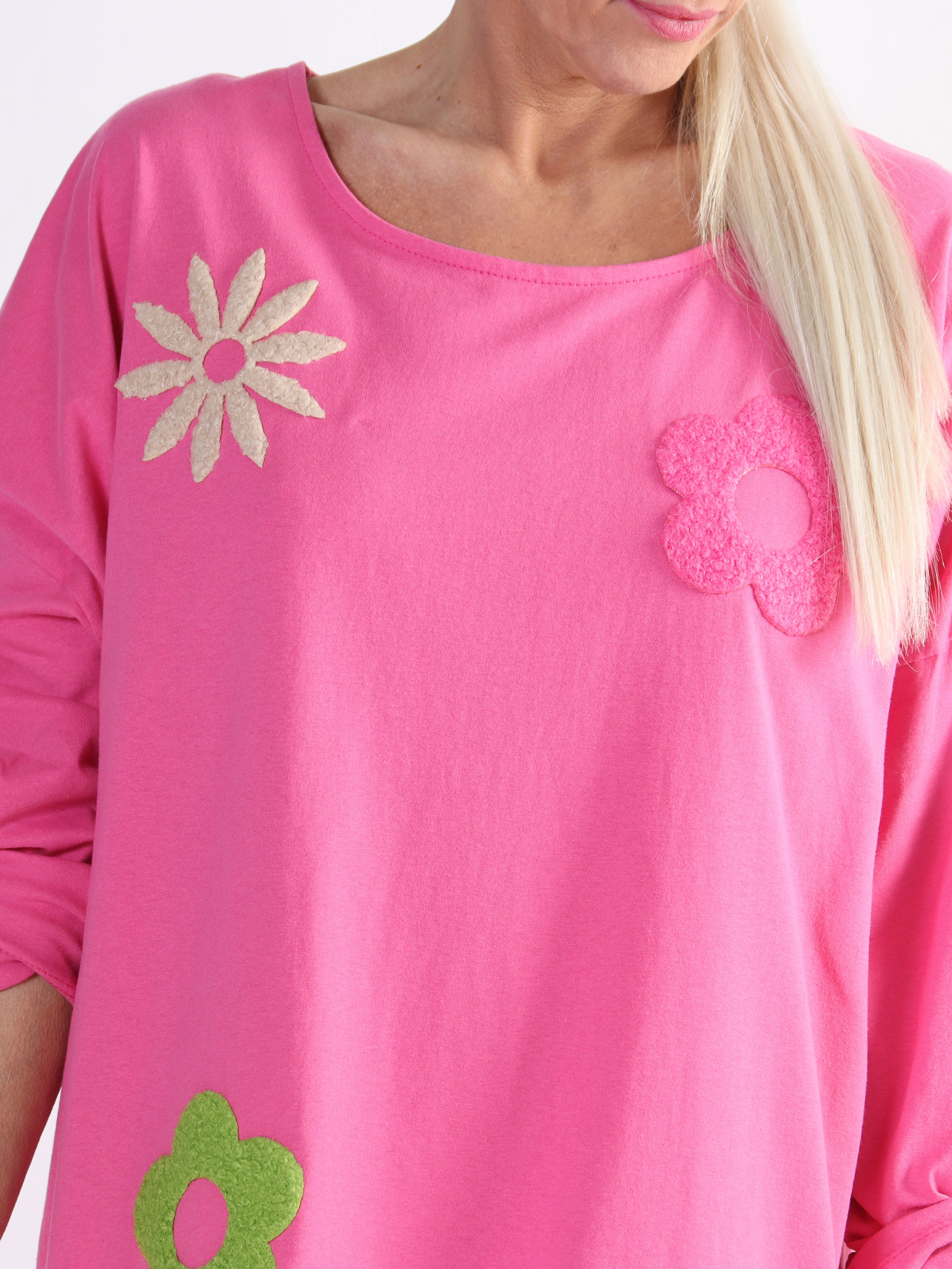 Susanna - Plus size kjole i bomuld med farvet blomstermotiver